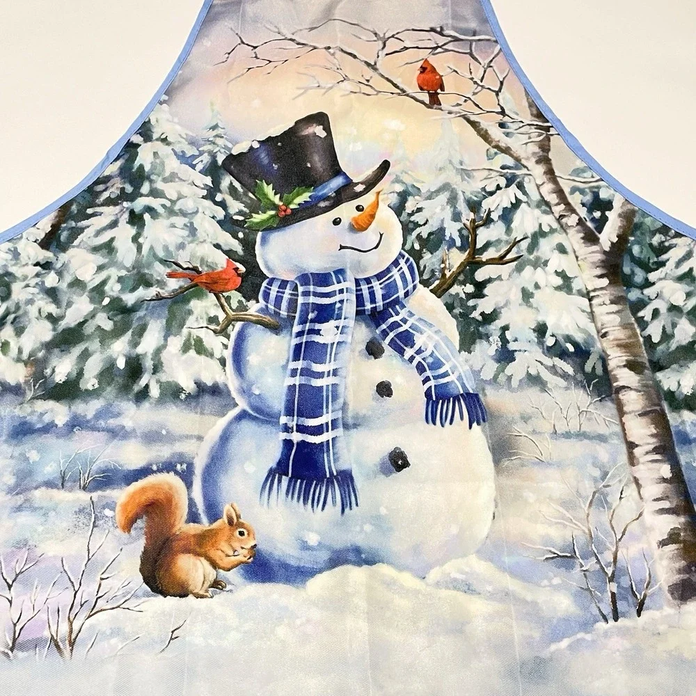 Christmas Holiday Themed Snowman Apron Squirrel Cardinal‎ Snow